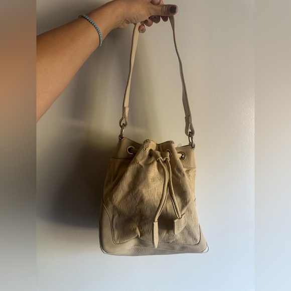 Handbags - Dooney & Bourke Monogram Signature Drawstring Bucket Shoulder Bag AS IS